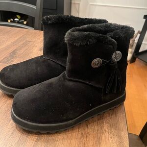 Women's Skechers Black Keepsakes Tribute Winter Faux Fur Lined Ankle Boots